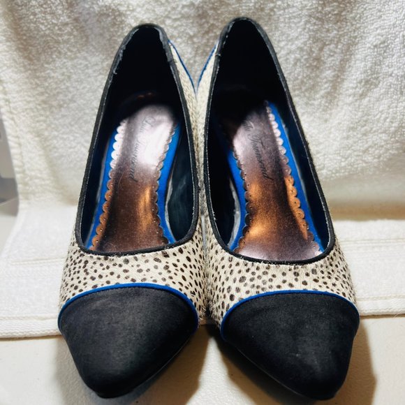 LuLu Townsend Heels-Animal Pring Pump-4" heels-blue stripe-8.5 Medium - Picture 11 of 13